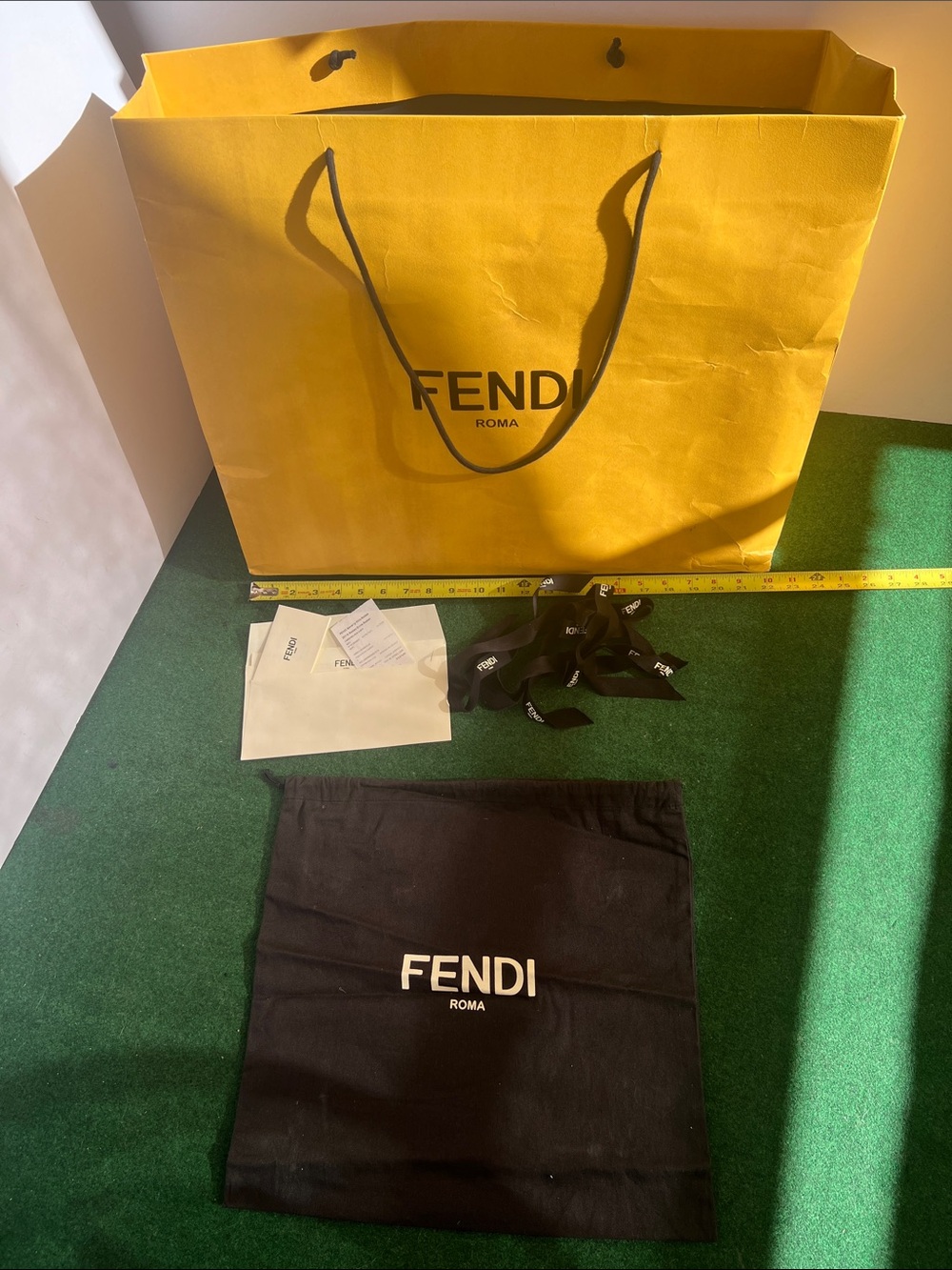 Fendi Yellow Shopping Bag with Black Rope Handles
